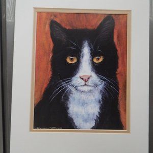 Portrait of a Tuxedo Cat, matted print 11 x 14